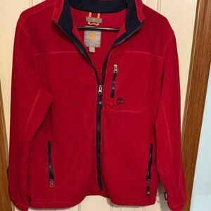 Timberland Red Fleece Jacket with Black Details size Large